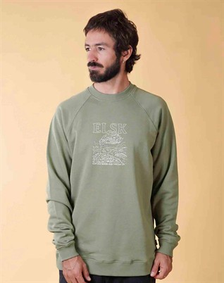Wind Herren Raglan Sweatshirt - Olive Green